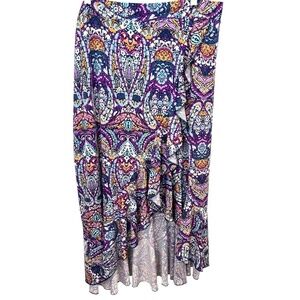 Me 2 Magic Colorful High Low Stretch Waistband Faux Wrap Skirt Size 1X